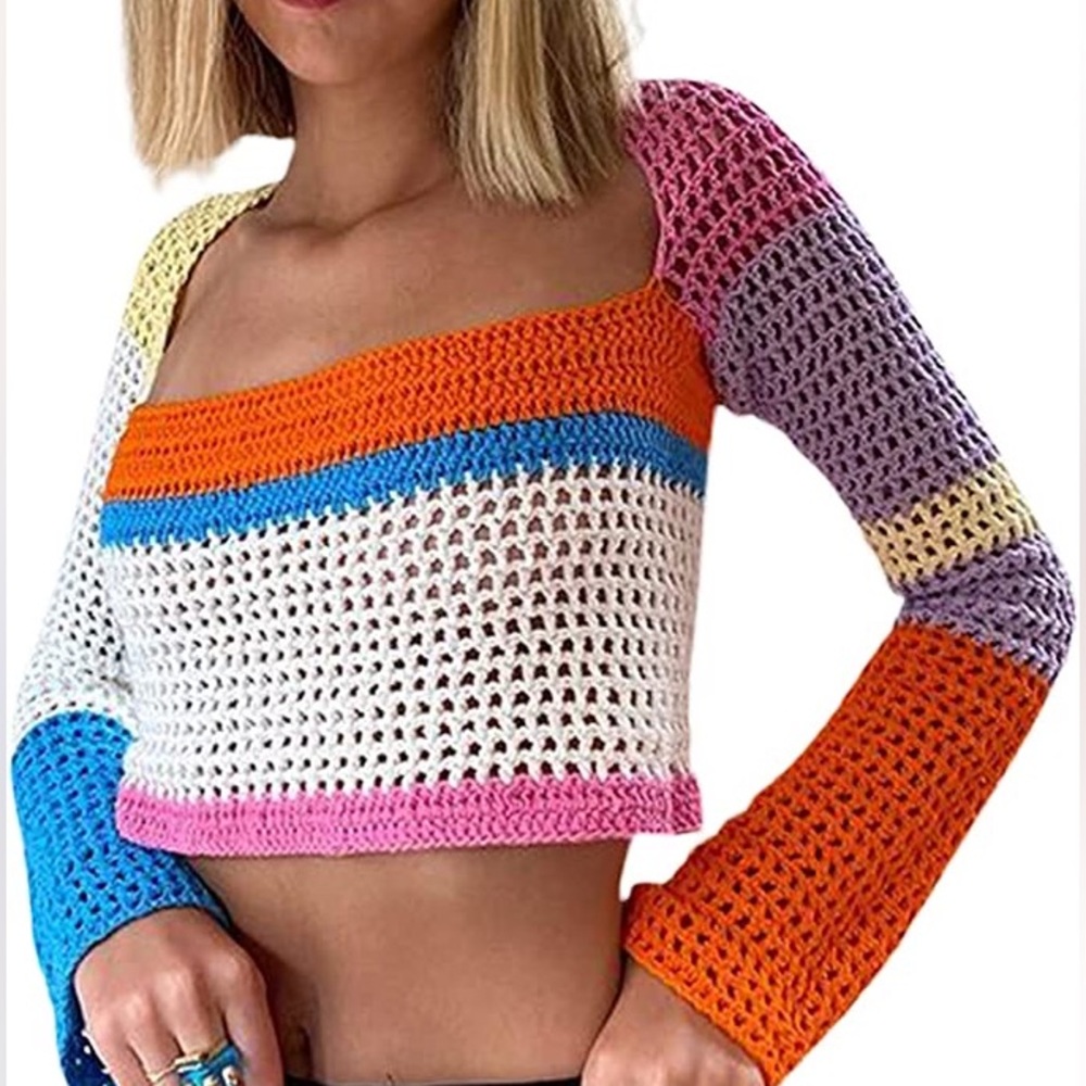 Colorblock Crop Sweater